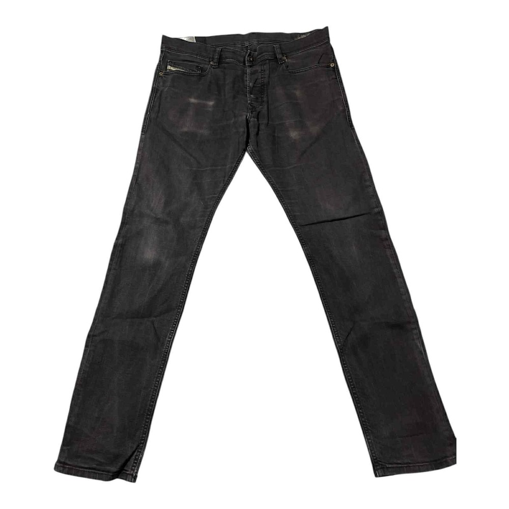 Diesel Jeans Mens 32x31 Black Charcoal Slim Straight Denim Distressed Faded